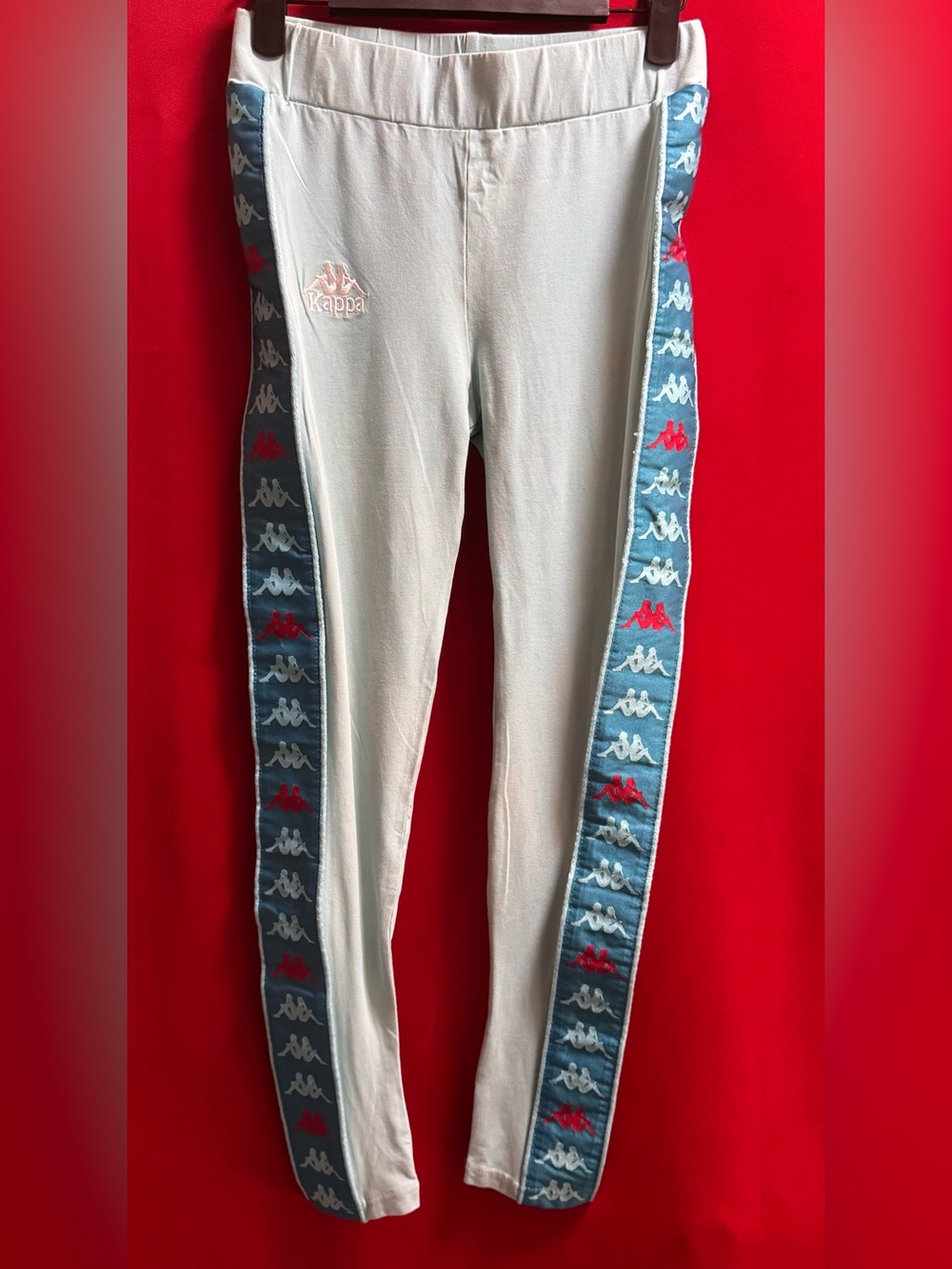 🔥#631- KAPPA Ladies Leggings with Blue and Red Logo Tape Size Medium